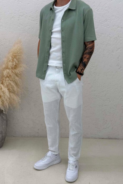 SHORT SLEEVE TEXTURED MEN SHIRT MINT/MENTE - 2