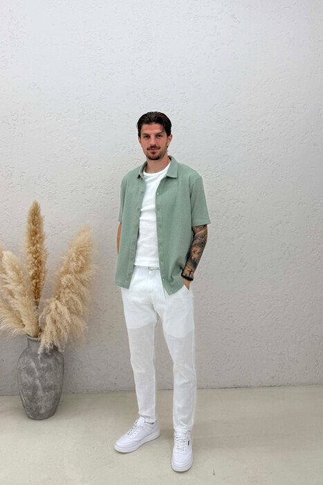 SHORT SLEEVE TEXTURED MEN SHIRT MINT/MENTE - 3