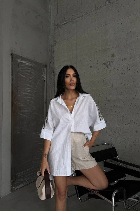 SHORT SLEEVE WOMAN SHIRT WHITE-E BARDHE - KLAUDIO FASHION