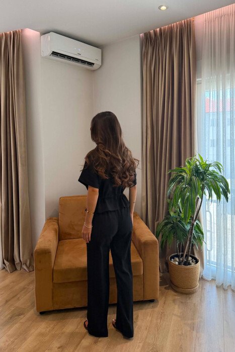 SHORT SLEEVE ZIPPER JACKET + TROUSERS WOMAN SET BLACK/ E ZEZE - 3