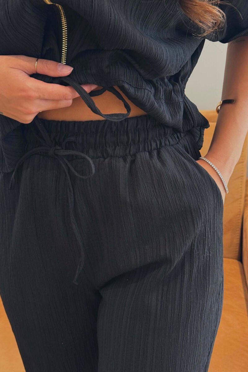 SHORT SLEEVE ZIPPER JACKET + TROUSERS WOMAN SET BLACK/ E ZEZE - 6