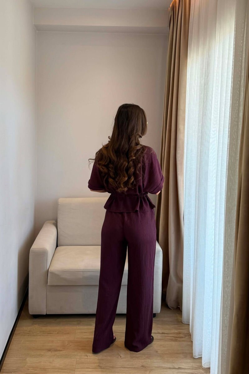 SHORT SLEEVE ZIPPER JACKET + TROUSERS WOMAN SET BURGUNDY/VISHNJE - 6