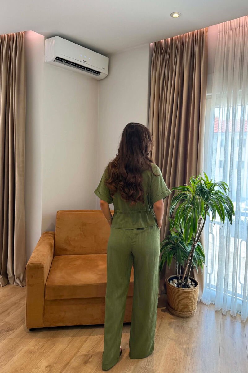 SHORT SLEEVE ZIPPER JACKET + TROUSERS WOMAN SET GREEN/JESHILE - 5