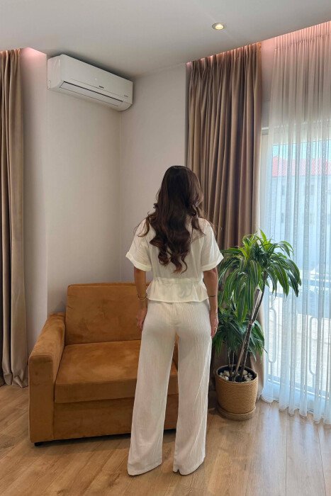SHORT SLEEVE ZIPPER JACKET + TROUSERS WOMAN SET WHITE-E BARDHE - 4