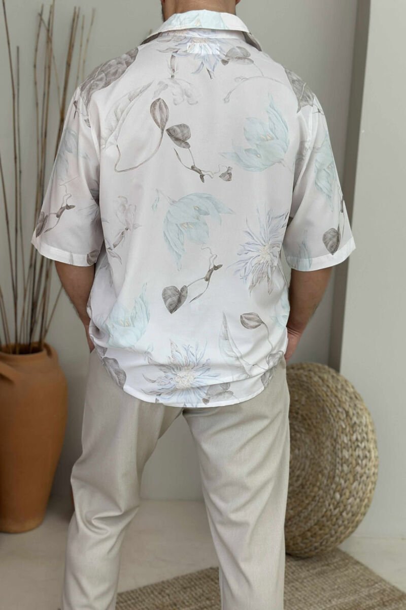 SHORT SLEEVES DESIGNED MEN SHIRT CREAM/KREM - 2