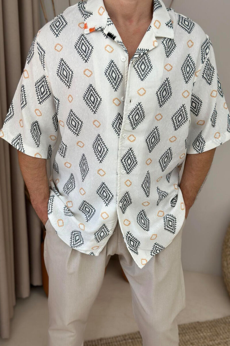 SHORT SLEEVES DESIGNS MEN SHIRT CREAM/KREM - 2