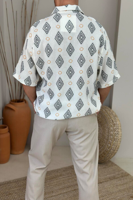 SHORT SLEEVES DESIGNS MEN SHIRT CREAM/KREM - 3
