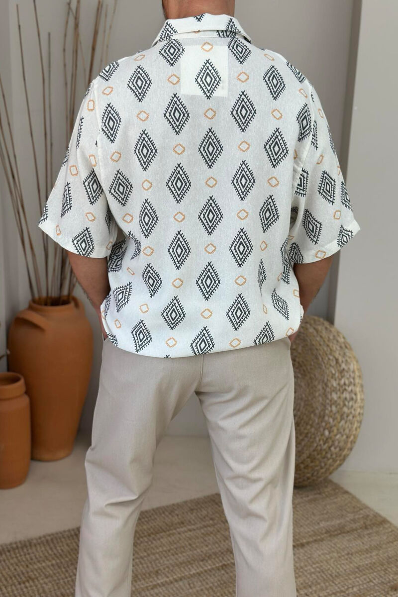 SHORT SLEEVES DESIGNS MEN SHIRT CREAM/KREM - 3