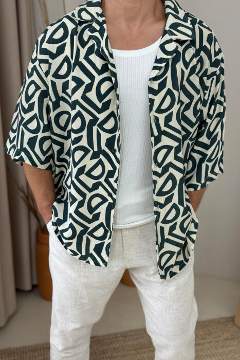 SHORT SLEEVES DESIGNS MEN SHIRT DARK GREEN/JEE - 2