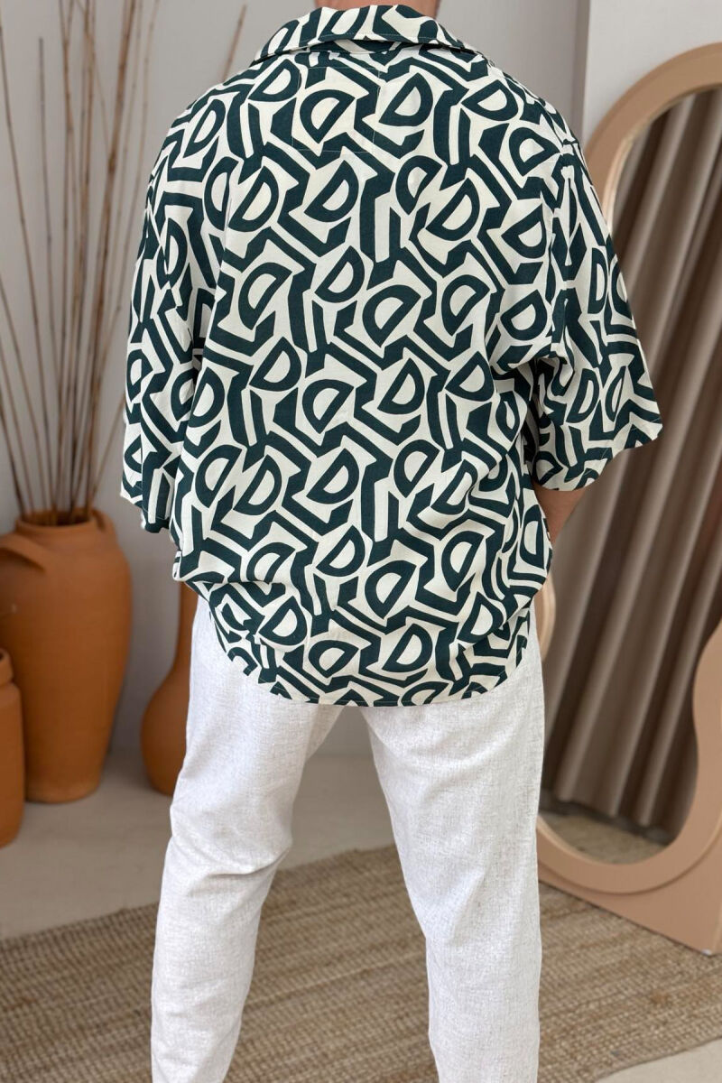 SHORT SLEEVES DESIGNS MEN SHIRT DARK GREEN/JEE - 3