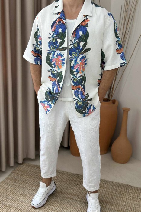 SHORT SLEEVES FLOWERS DESIGN MEN SHIRT MULTIPLE/SHNGJ - 1