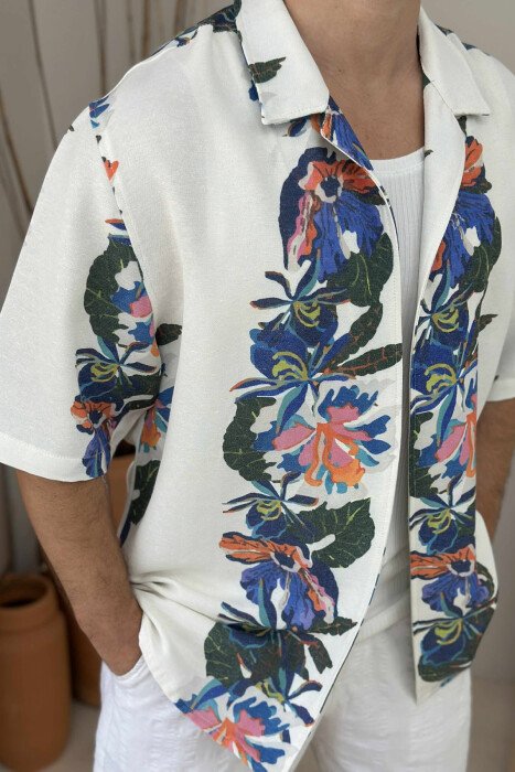 SHORT SLEEVES FLOWERS DESIGN MEN SHIRT MULTIPLE/SHNGJ - 3