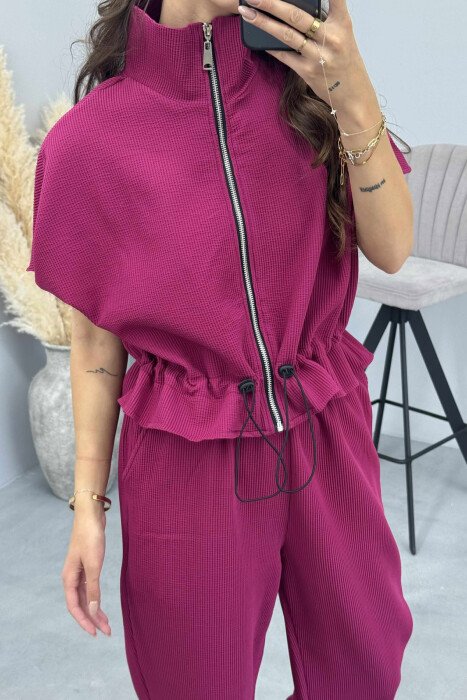 SHORT SLEEVES JACKET+TROUSERS WOMEN SET FUCHSIA/CIKLAMI - 4