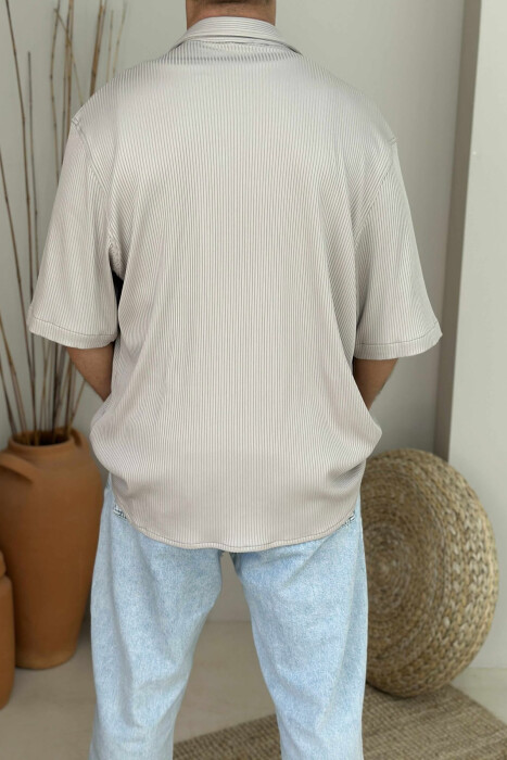 SHORT SLEEVES ONE COLOR MEN SHIRT BEIGE/BEZHE - 2