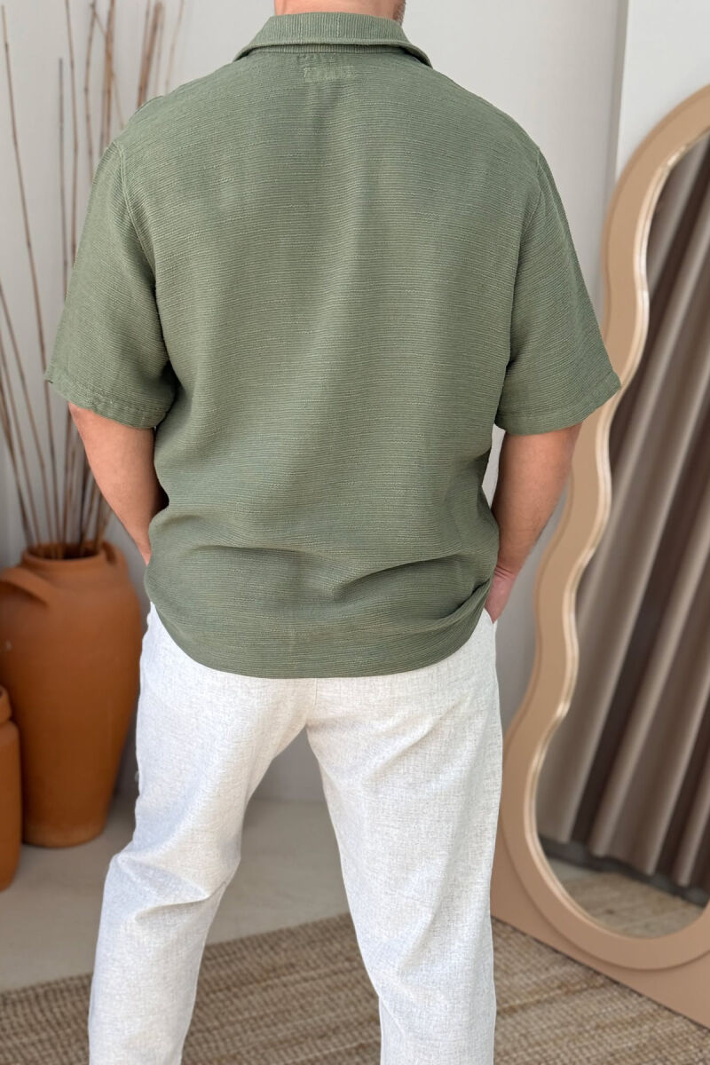 SHORT SLEEVES ONE COLOR MEN SHIRT OLIVE/ULLI - 3