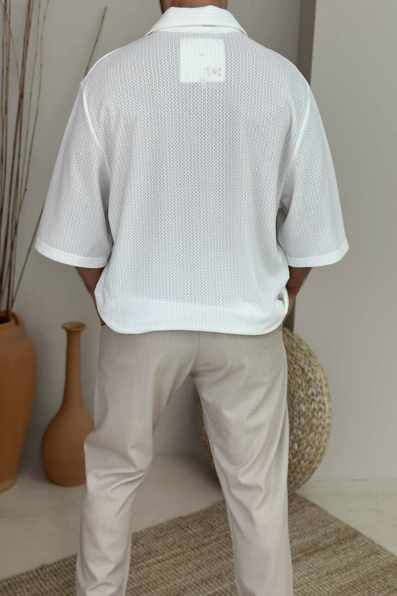SHORT SLEEVES ONE COLOR MEN SHIRT WHITE-E BARDHE - 2