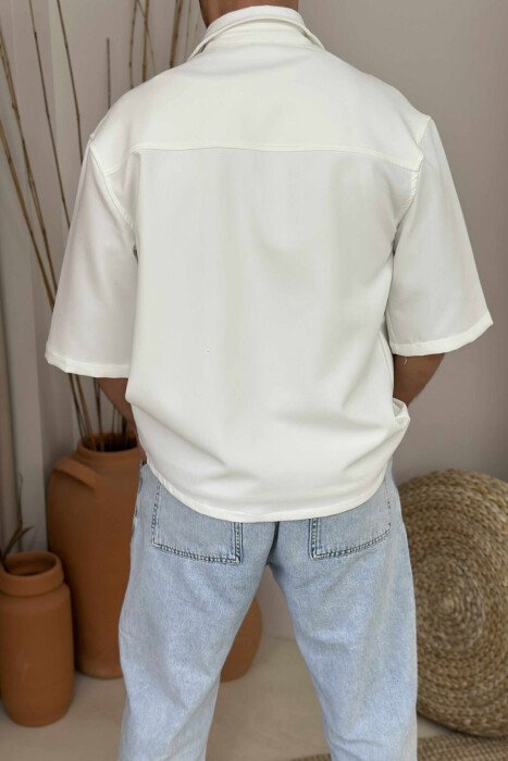 SHORT SLEEVES POCKETS DETAIL MEN SHIRT WHITE-E BARDHE - 2
