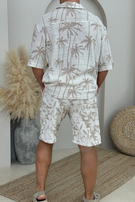 SHORT SLEEVES SHIRT+SHORTS DESIGNS MEN SET BEIGE/BEZHE - 2
