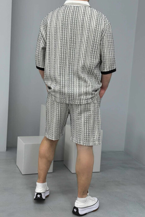 SHORT SLEEVES SHIRT+TROUSERS DESIGNED MEN SET BLACK-CREAM/ZEKR - 4