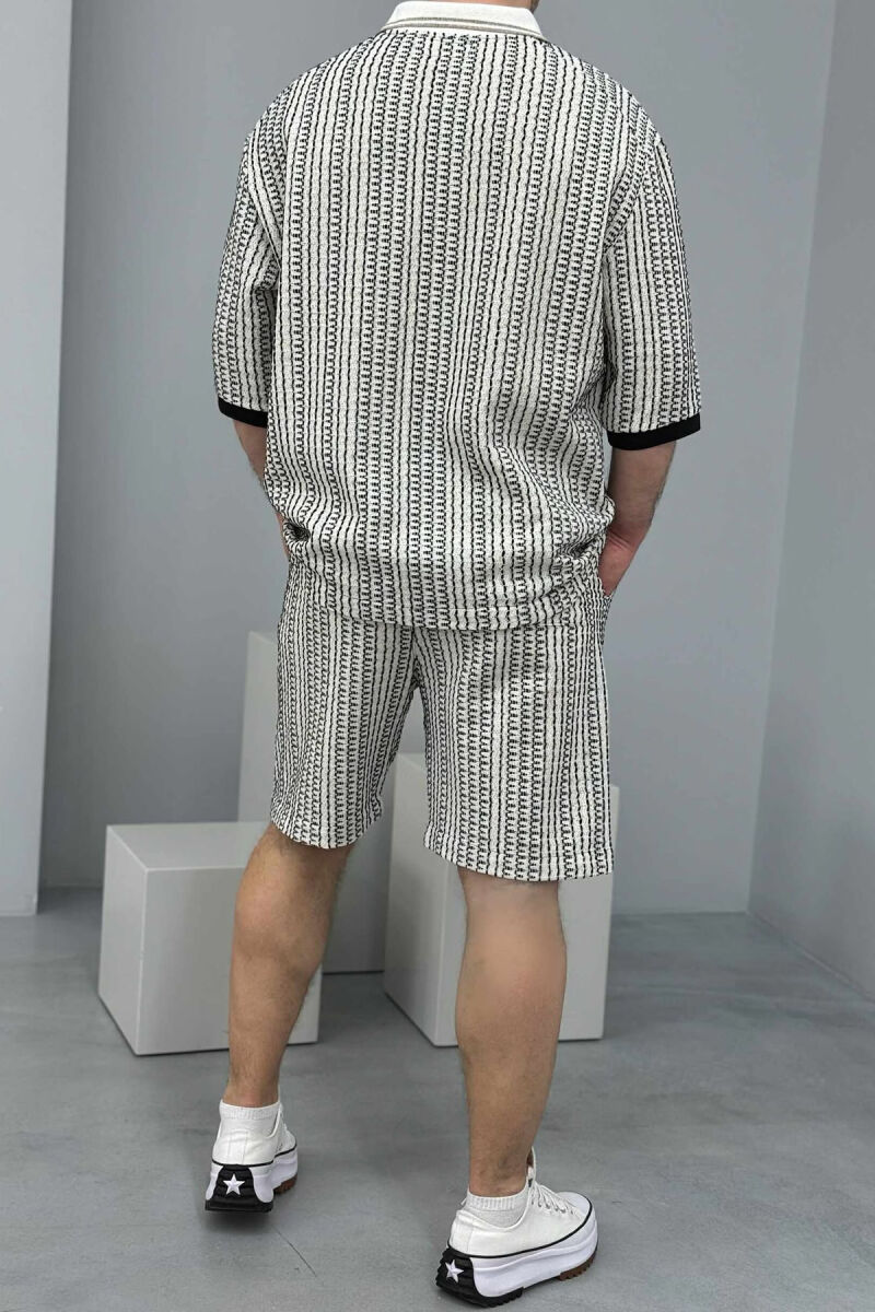 SHORT SLEEVES SHIRT+TROUSERS DESIGNED MEN SET BLACK-CREAM/ZEKR - 4
