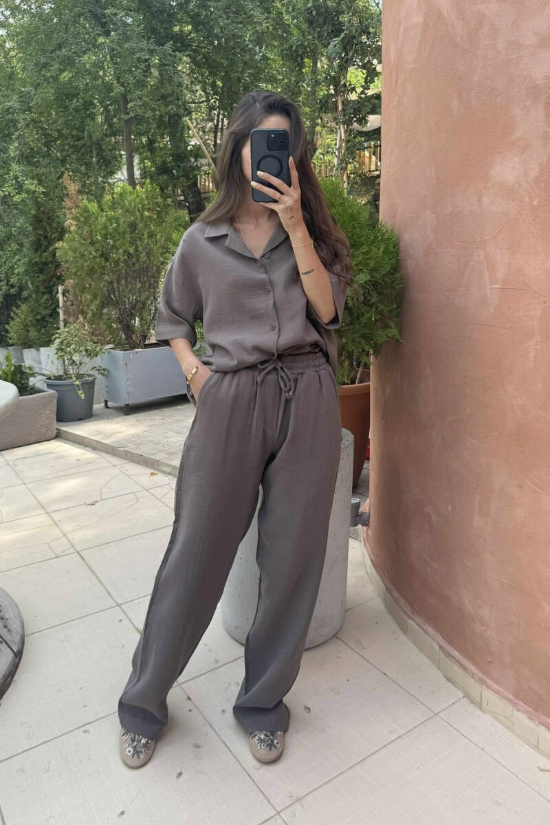 SHORT SLEEVES SHIRT+TROUSERS WOMEN SET OLIVE/ULLI - 3