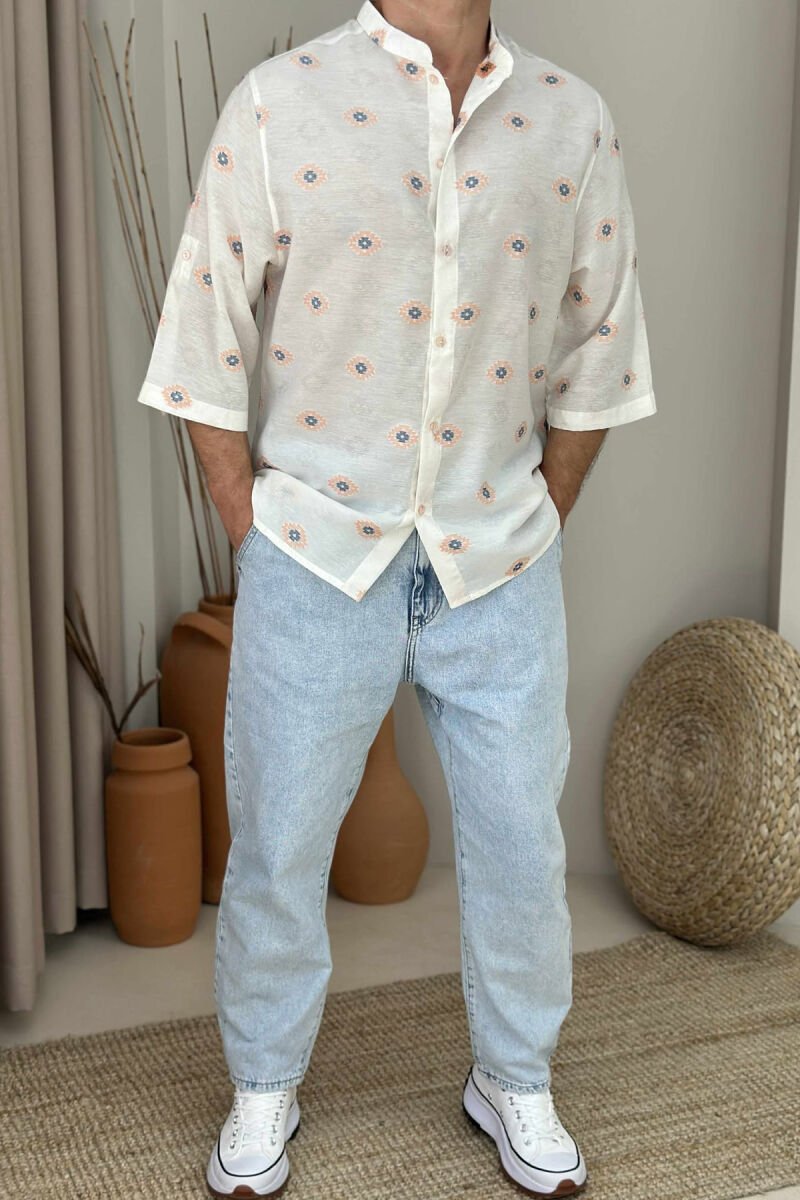 SHORT SLEEVES SIMPLE DESIGNS MEN SHIRT CREAM/KREM - 1