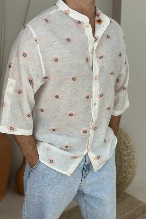 SHORT SLEEVES SIMPLE DESIGNS MEN SHIRT CREAM/KREM - 4