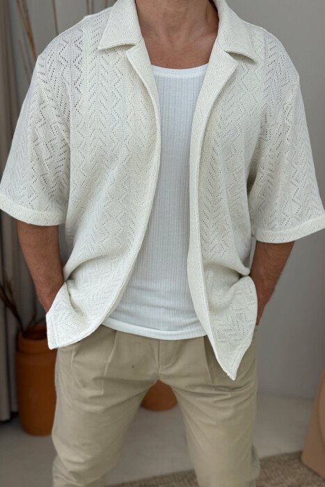 SHORT SLEEVES SIMPLE MEN SHIRT CREAM/KREM - 2