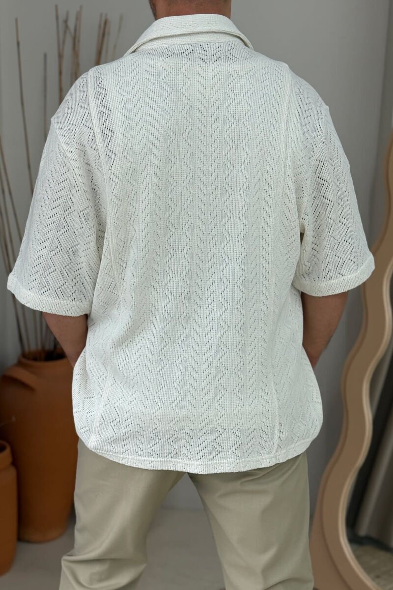 SHORT SLEEVES SIMPLE MEN SHIRT CREAM/KREM - 4