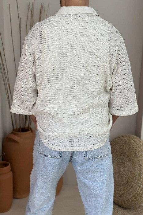 SHORT SLEEVES SIMPLE MEN SHIRT CREAM/KREM - 2