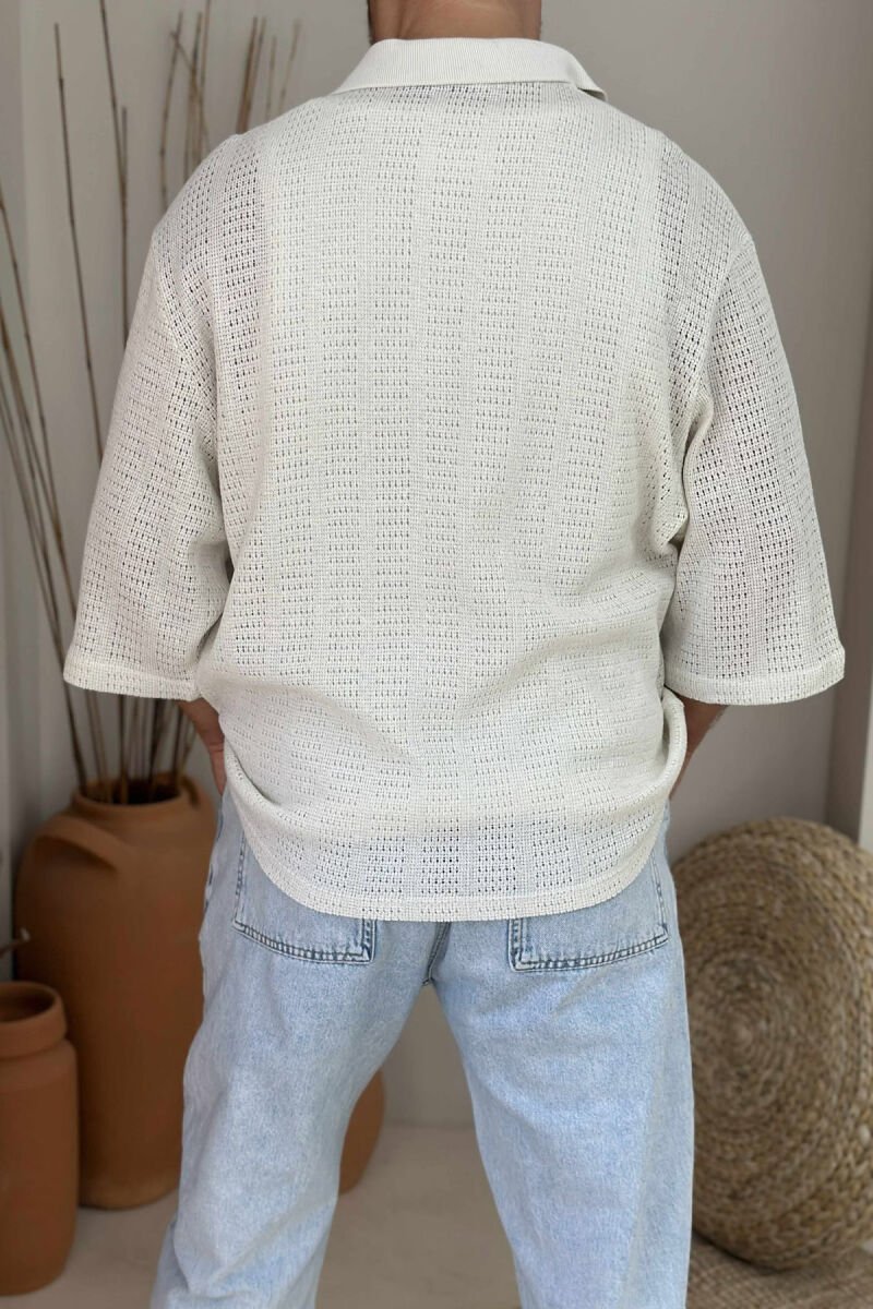 SHORT SLEEVES SIMPLE MEN SHIRT CREAM/KREM - 2