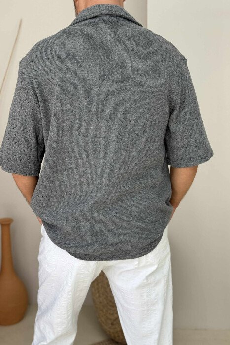 SHORT SLEEVES SIMPLE MEN SHIRT GREY/GRI - 2