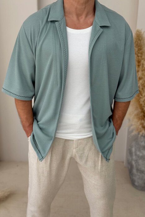 SHORT SLEEVES SIMPLE MEN SHIRT MINT/MENTE - 3