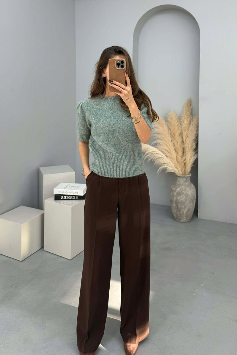 SHORT SLEEVES SIMPLE WOMEN SWEATER MINT/MENTE - 1