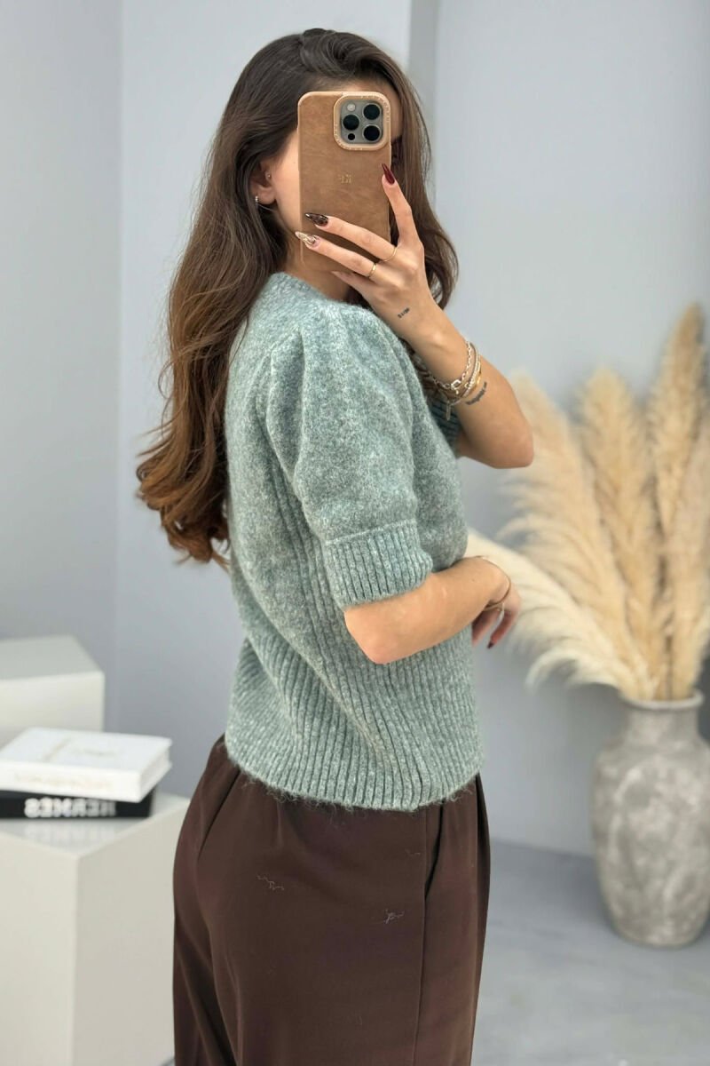 SHORT SLEEVES SIMPLE WOMEN SWEATER MINT/MENTE - 2