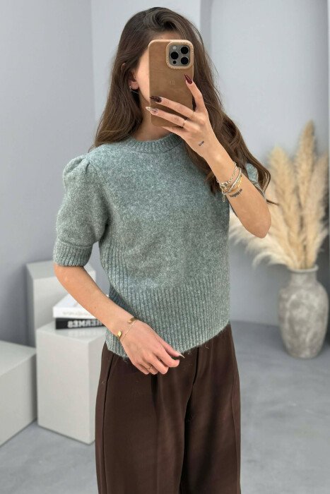 SHORT SLEEVES SIMPLE WOMEN SWEATER MINT/MENTE - 3