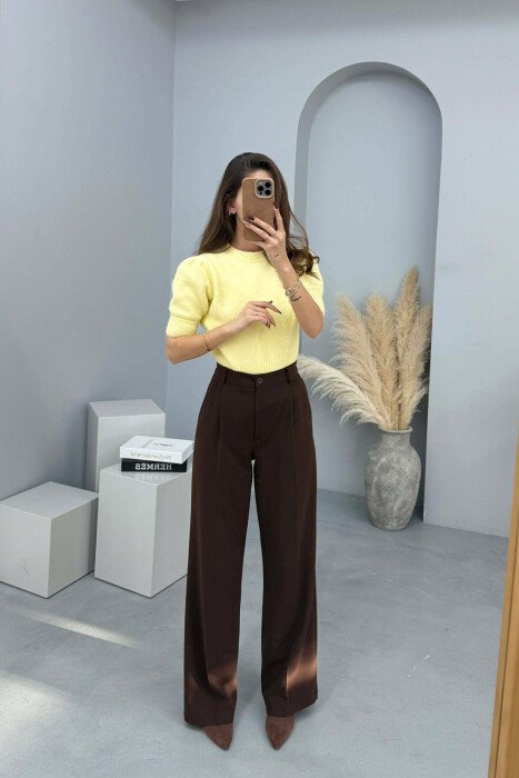 SHORT SLEEVES SIMPLE WOMEN SWEATER YELLOW/E VERDHE - 2