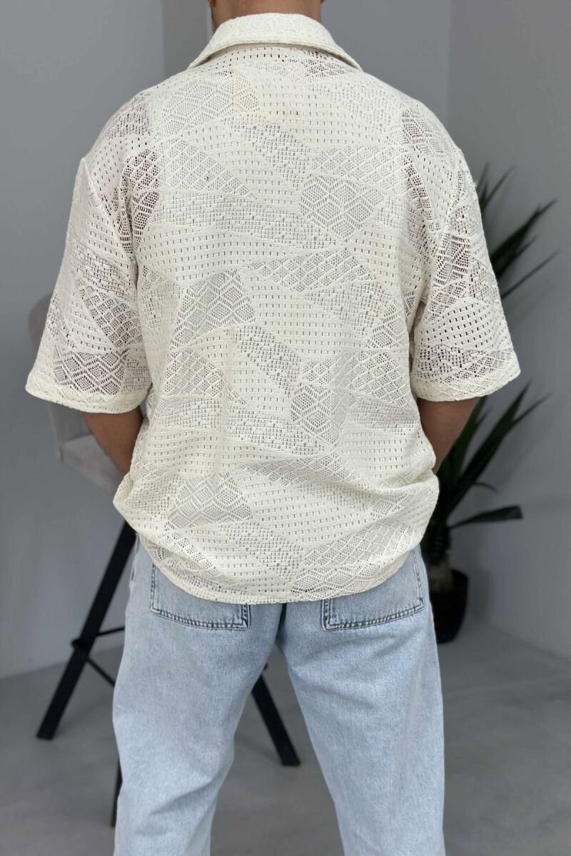 SHORT SLEEVES SINGLE POCKET MEN SHIRT CREAM/KREM - 2