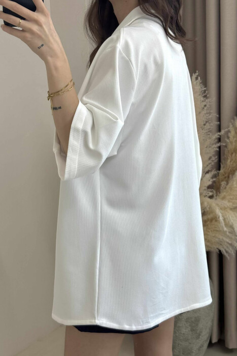 SHORT SLEEVES TEXTURED WOMEN SHIRT WHITE-E BARDHE - 4