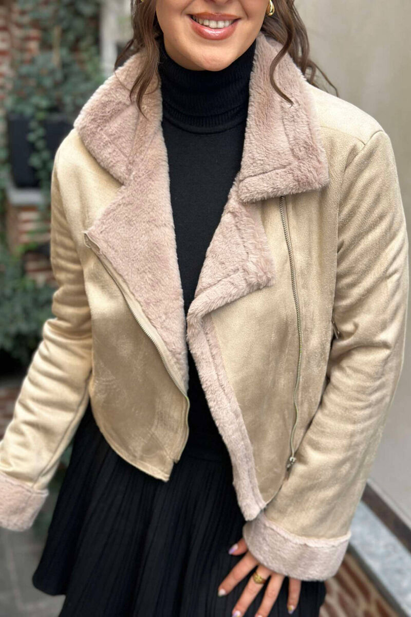 SHORT WOMEN JACKET BEIGE/BEZHE - 3