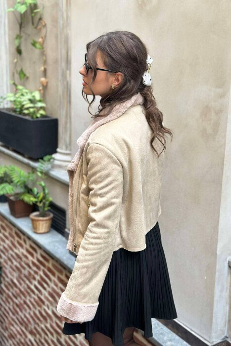 SHORT WOMEN JACKET BEIGE/BEZHE - 4