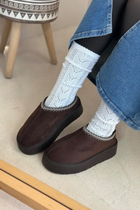 SHORT WARM WOMEN UGG DARK BROWN/KAE - KLAUDIO FASHION