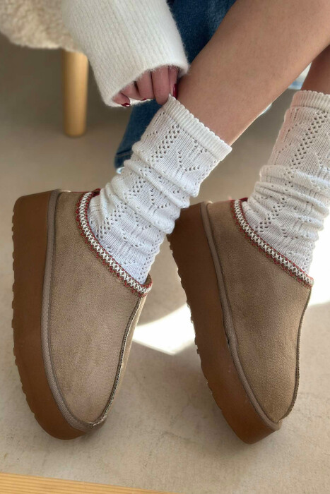 SHORT WARM WOMEN UGG LIGHT BROWN/KAZB - KLAUDIO FASHION