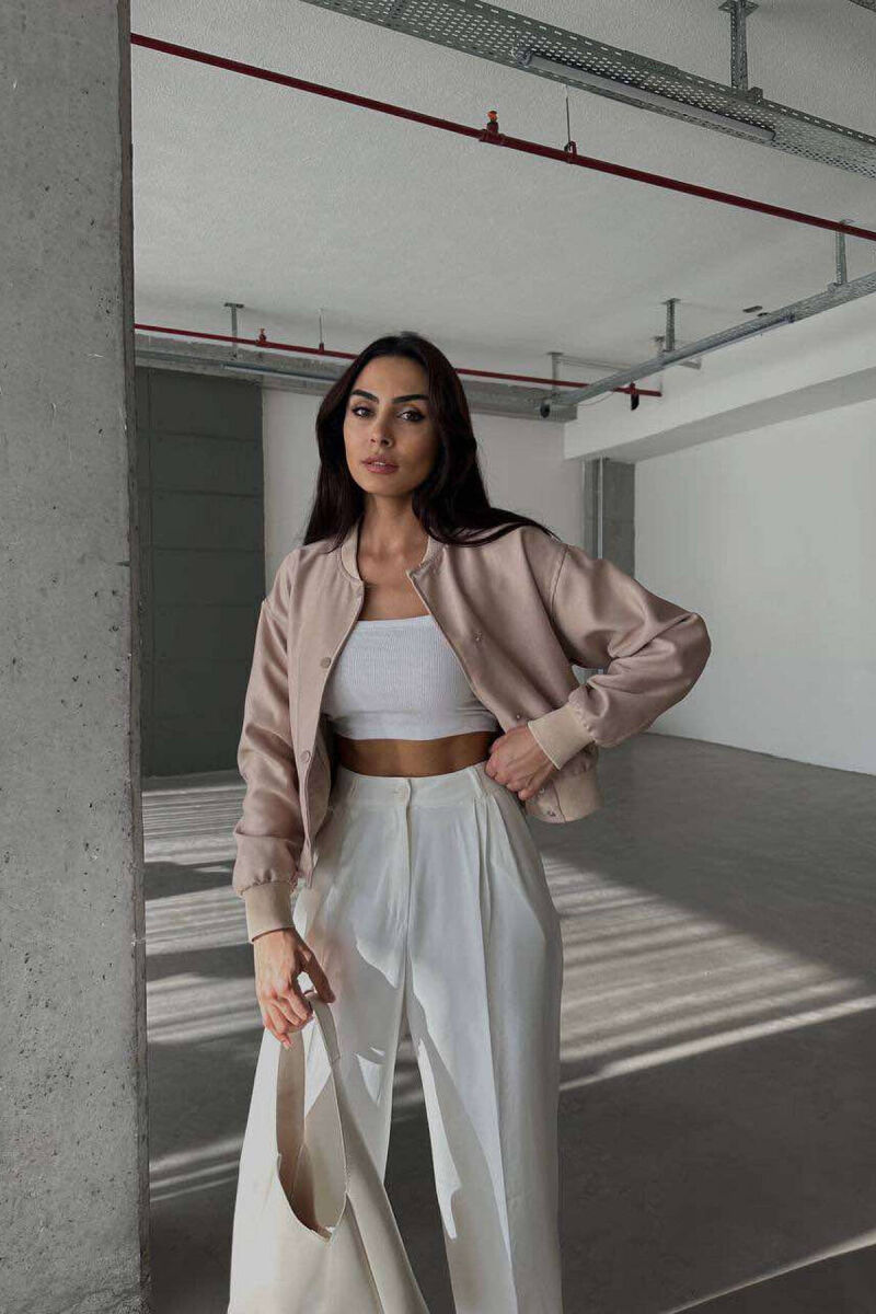 SHORT WOMEN JACKET WITH BUTTONS BEIGE/BEZHE - 1