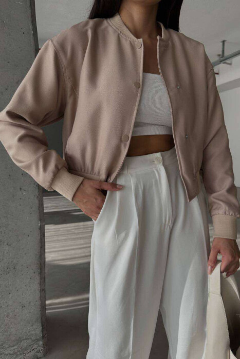 SHORT WOMEN JACKET WITH BUTTONS BEIGE/BEZHE - 3