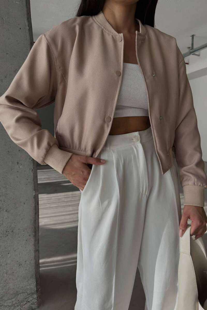 SHORT WOMEN JACKET WITH BUTTONS BEIGE/BEZHE - 3