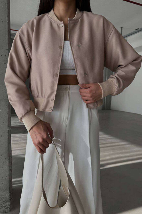 SHORT WOMEN JACKET WITH BUTTONS BEIGE/BEZHE - 6