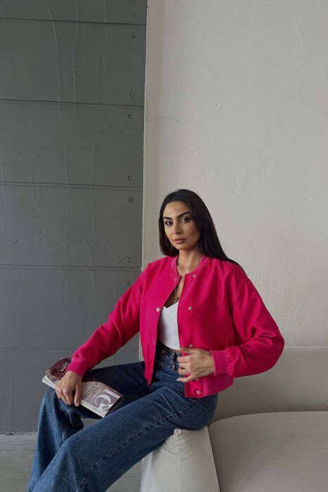 SHORT WOMEN JACKET WITH BUTTONS FUCHSIA/CIKLAMI 