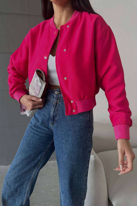 SHORT WOMEN JACKET WITH BUTTONS FUCHSIA/CIKLAMI - 3