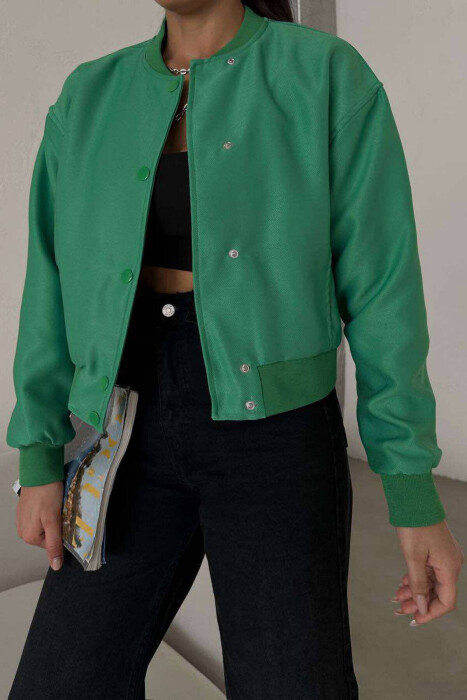 SHORT WOMEN JACKET WITH BUTTONS GREEN/JESHILE - 1